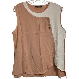 LoveU.Dear 1XL sleeveless cream and mauve color block top